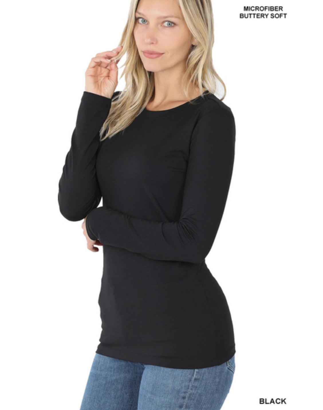 Butter Soft Long Sleeve Tee in Black