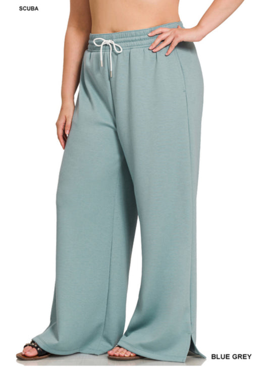 Scuba drawstring pants in Blue Grey