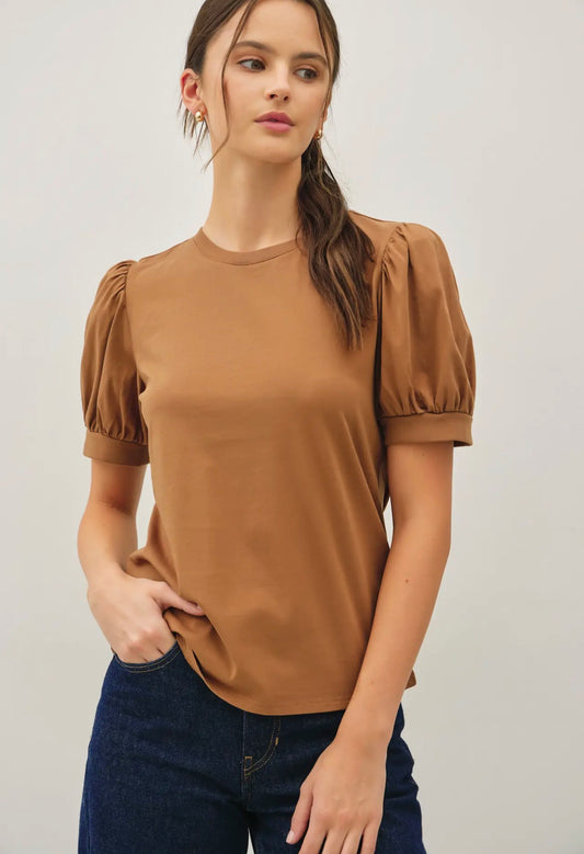 Cassidy Puff Sleeve Top in Cocoa