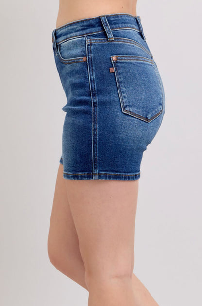 Jess Mid Length Shorts in Dark Wash