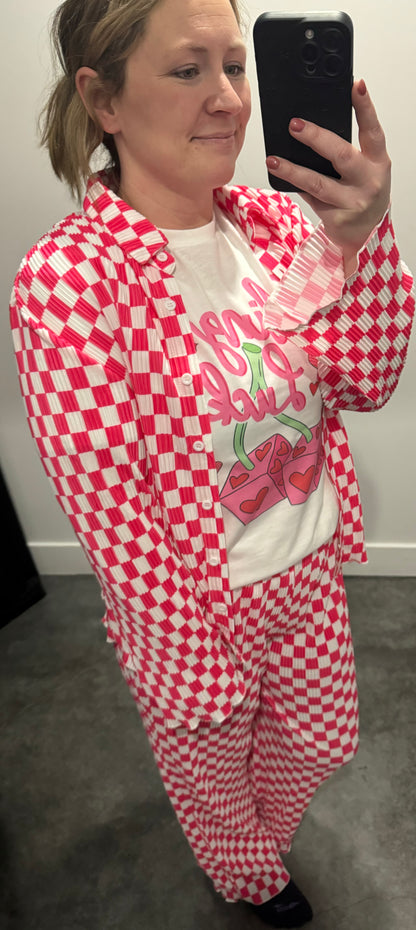 Pink Checker Long Sleeve Set