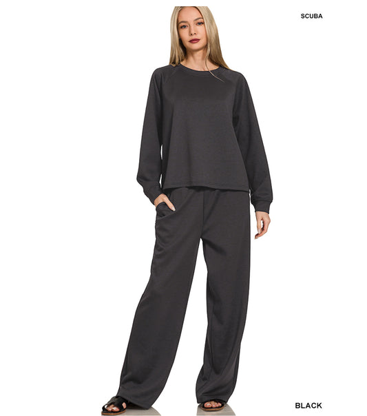 Scuba Luxe Two Piece Set in Black
