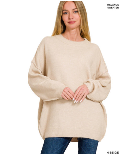 Millie Melange Sweater in Heather Beige