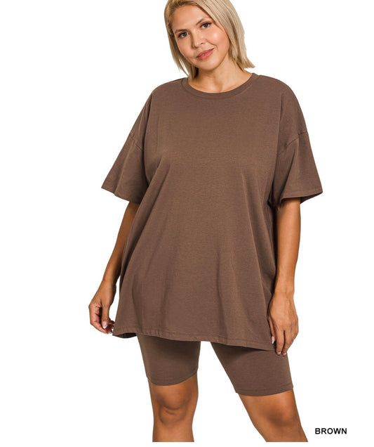 Biker Short Set Brown