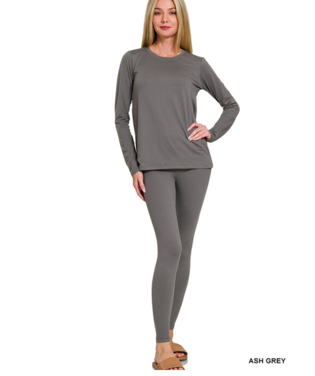 Maddie Ash Grey Long Sleeve Set in Ash Grey