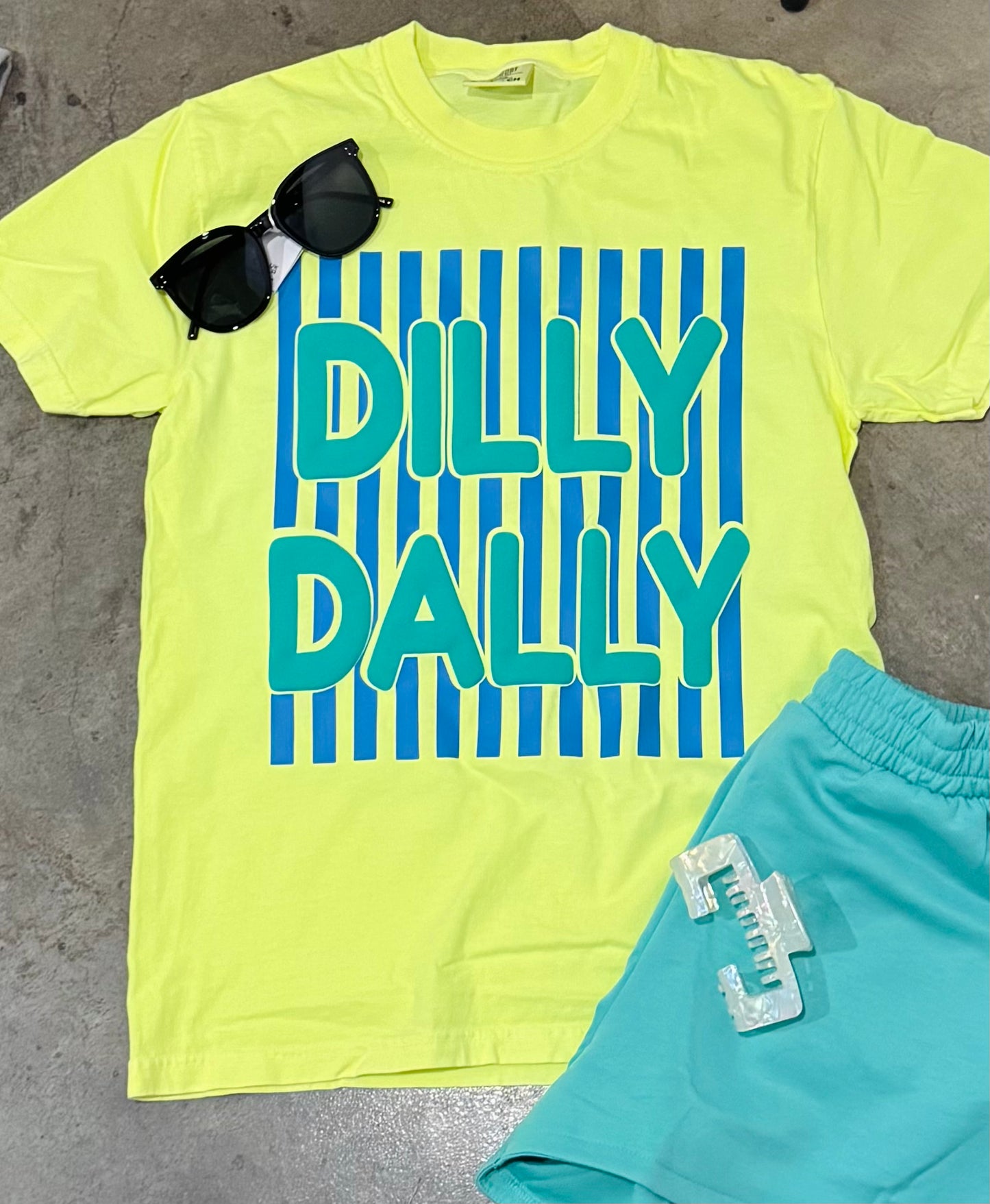 Dilly Dally Graphic Tee in Neon Yellow