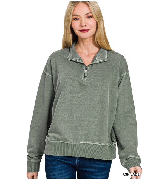 Emmie Pigment Dyed Pullover in Ash Jade
