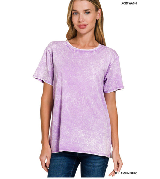 Avery Fitted Mineral Wash Tee in Lavender