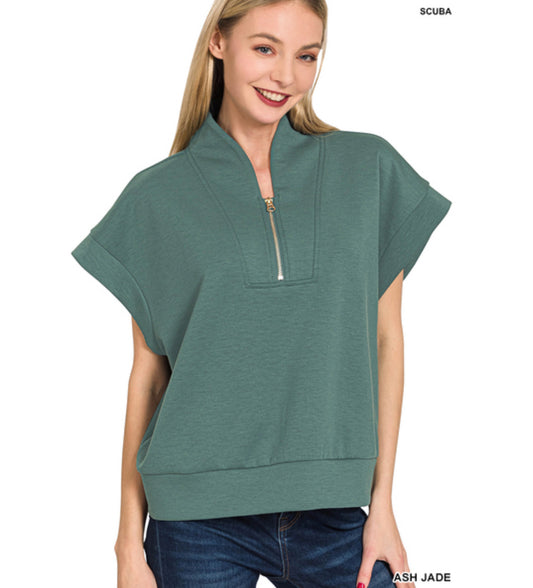 Scuba Short Sleeve Active Top in Ash Jade