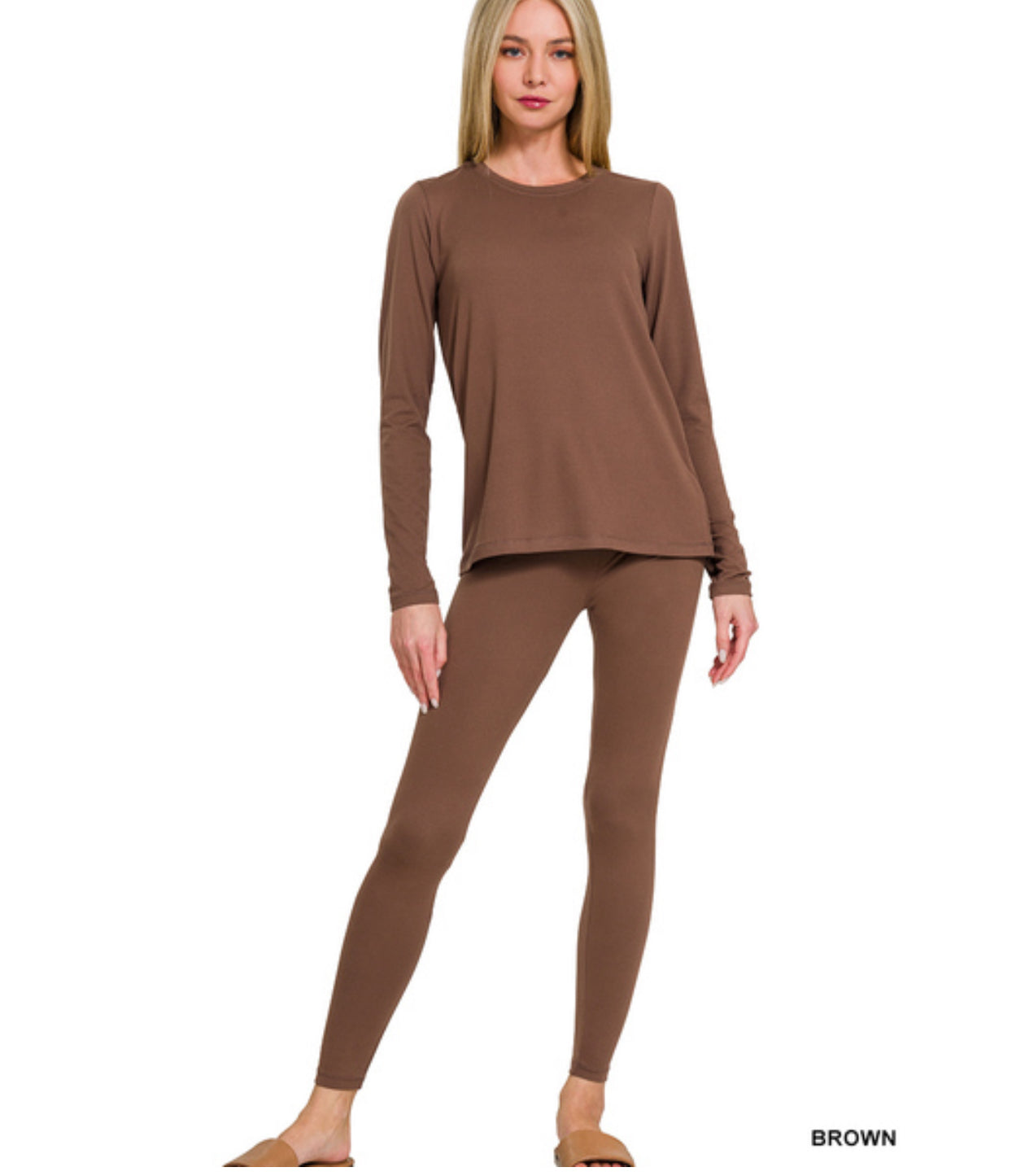 Maddie Ash Grey Long Sleeve Set in Brown