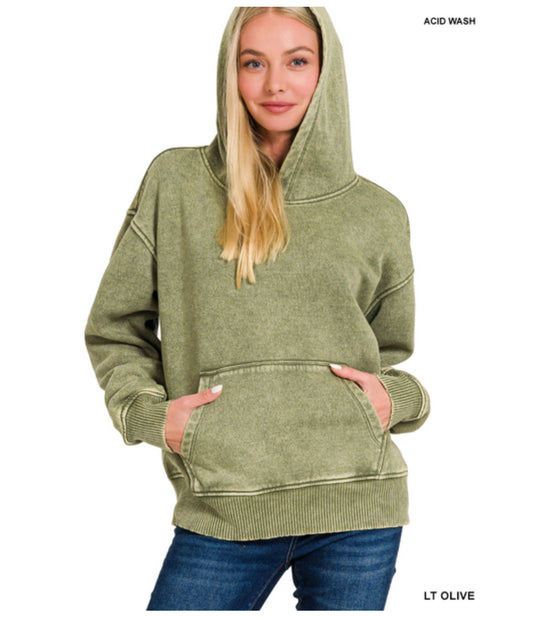 Laura Pullover Hoodie in Light Olive