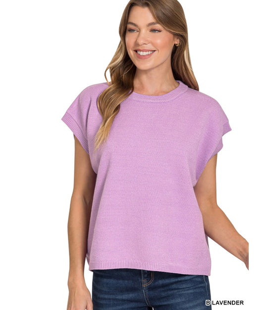 Kimari Short Sleeve Sweater in Lavender