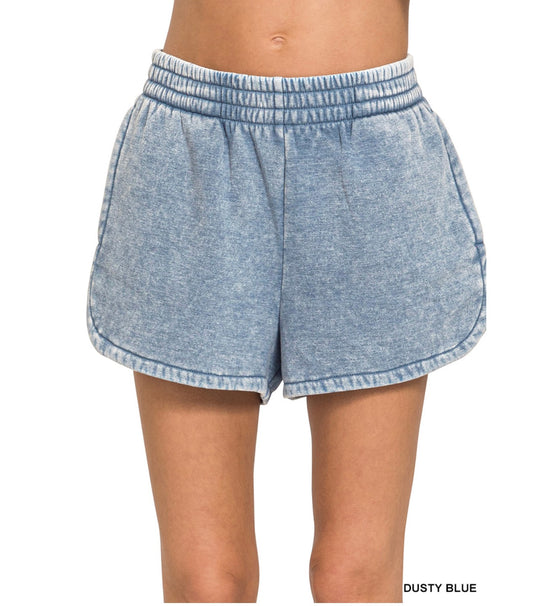 Allie Luxe Comfort Shorts in Dusty Blue