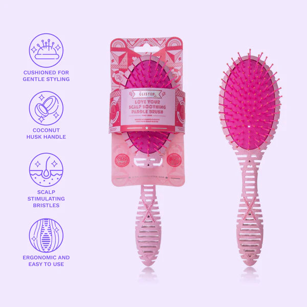 Glister- Scalp Soothing Paddle Brush: Pink