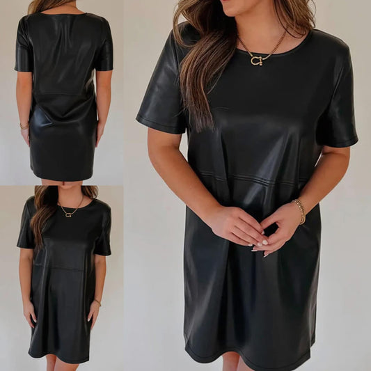 Faux Leather Midi Dress