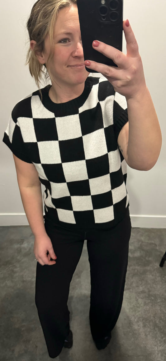 Checker Knit Top