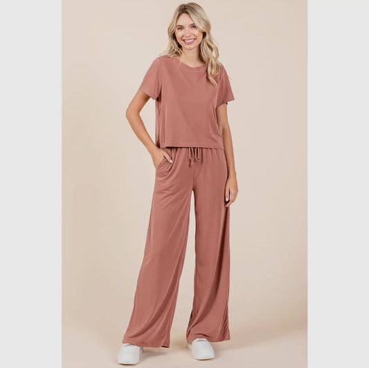 Finley Comfy Luxe Two Piece Set in Cinnamon