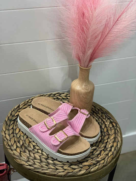 Double Strap Sandals in Pink