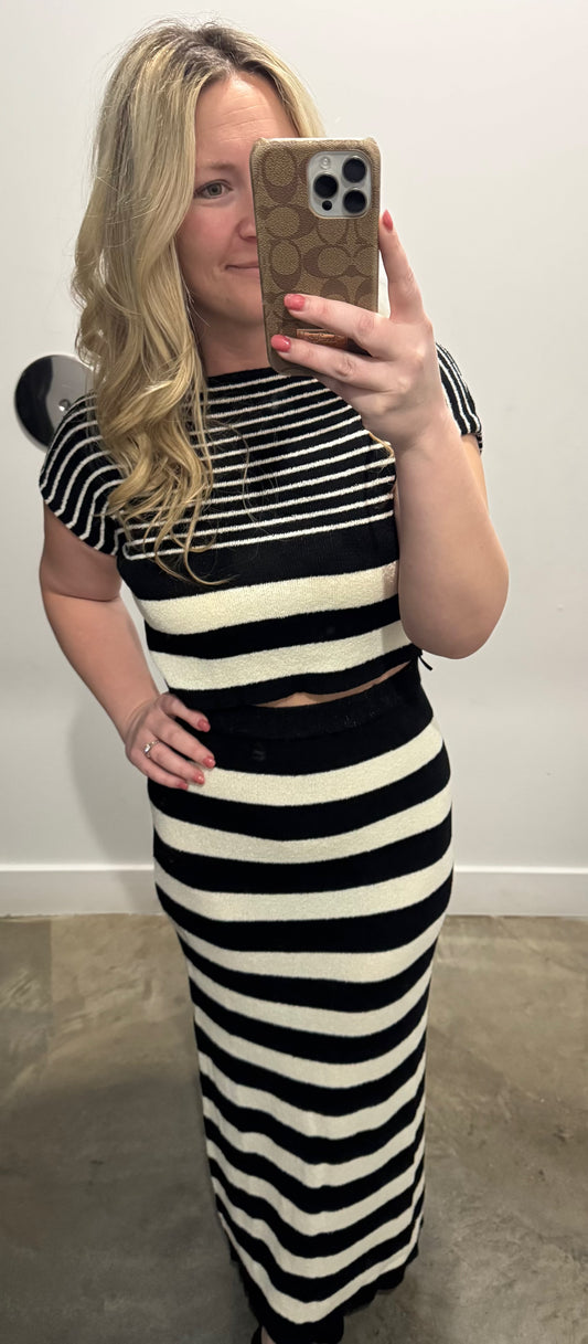 Natalie Striped Set in Black/Ivory