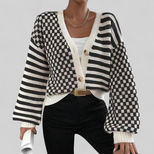 Arlo Contrast Cardi in Black