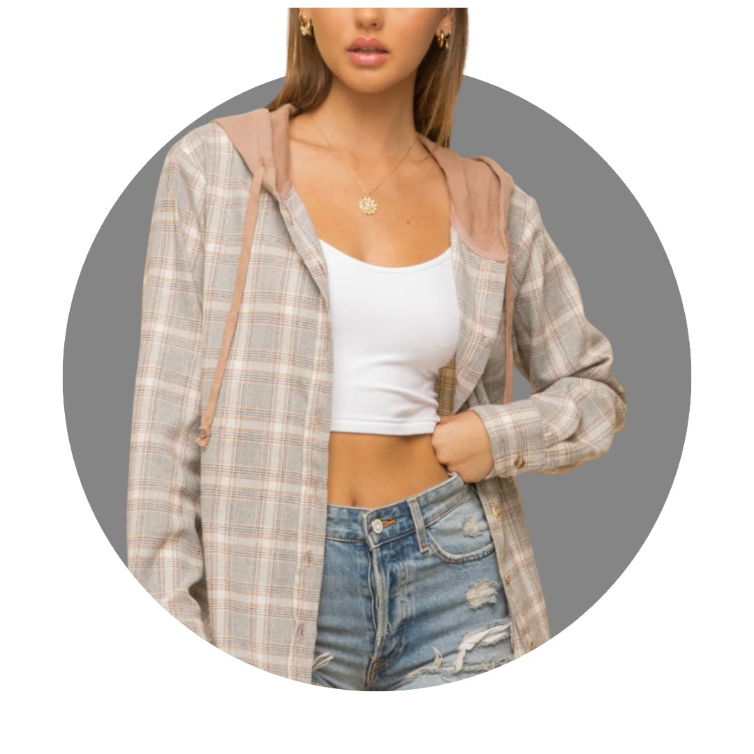 Pinslee Plaid Hooded Top