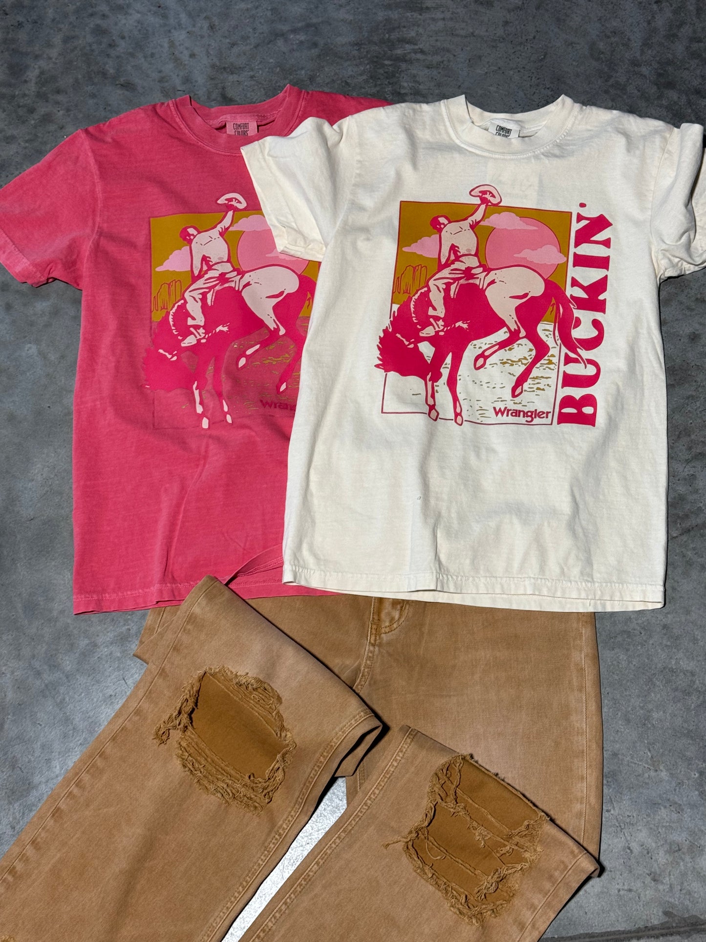 Buckin' Graphic Tee on Ivory Comfort Colors