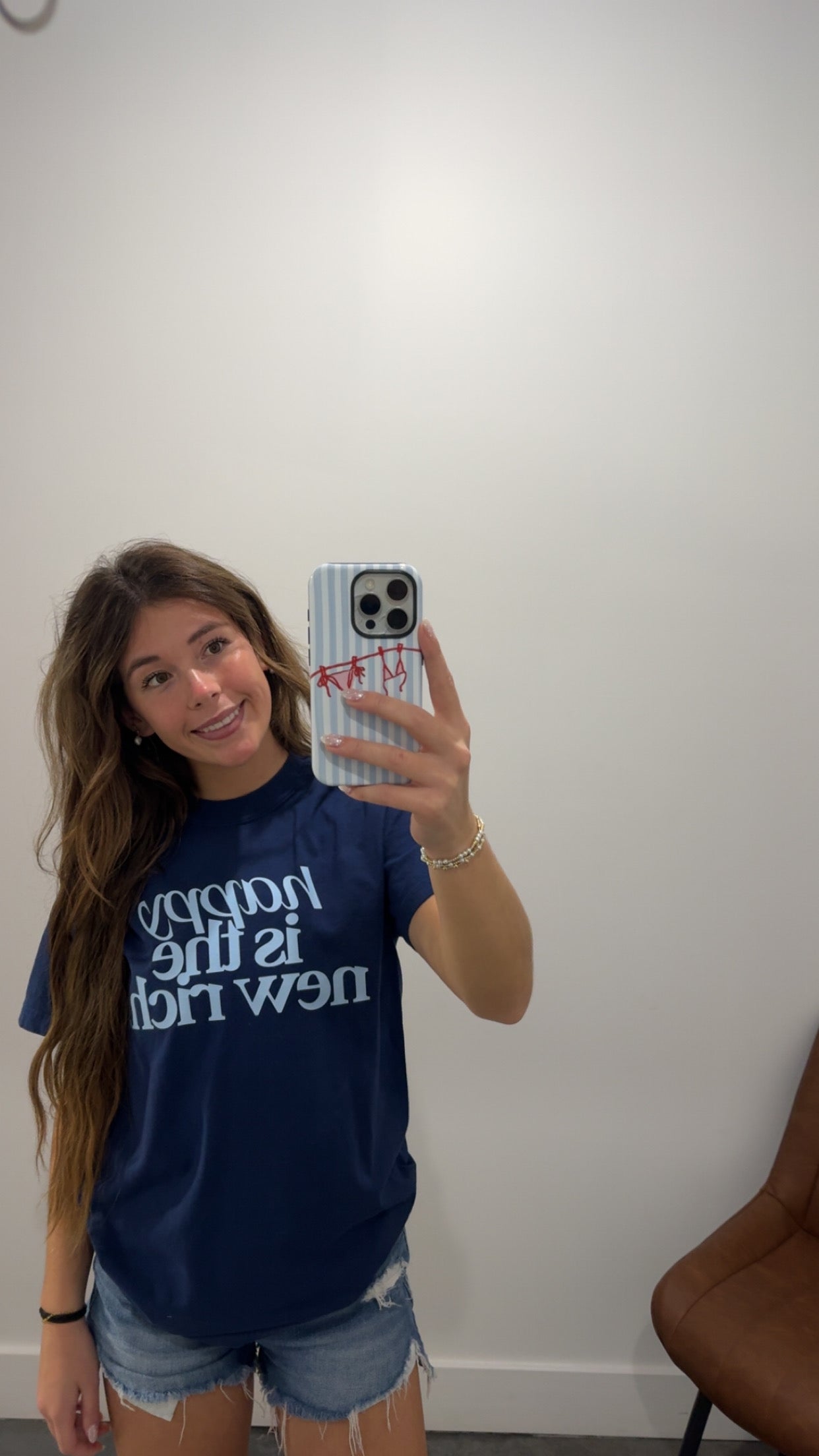 Happy Is The New Rich Tee on True Navy Comfort Colors