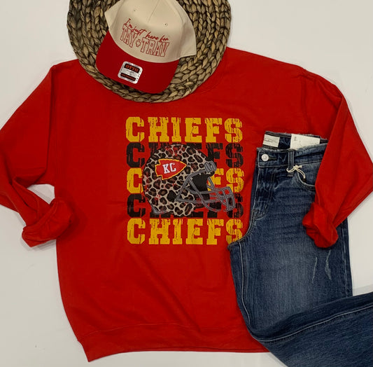 Kansas City Football Graphic Tee on Red Crew