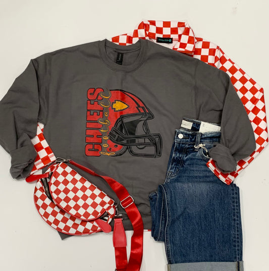Kansas City Football Graphic Tee on Charcoal Crew