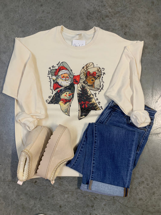Vintage Christmas Bow Crew Final Sale