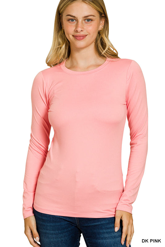 Butter Soft Long Sleeve Tee in Dark Pink