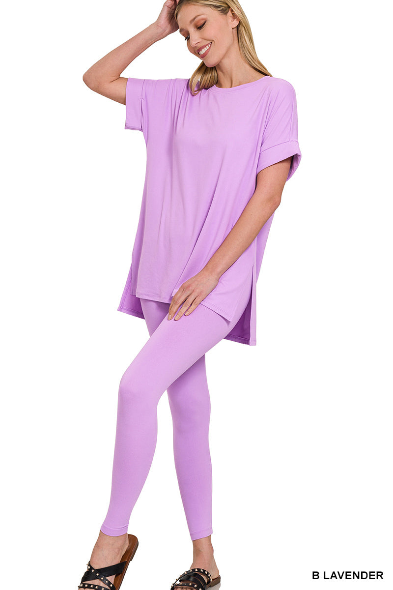 Skye Short Sleeve Matching set in Lavender