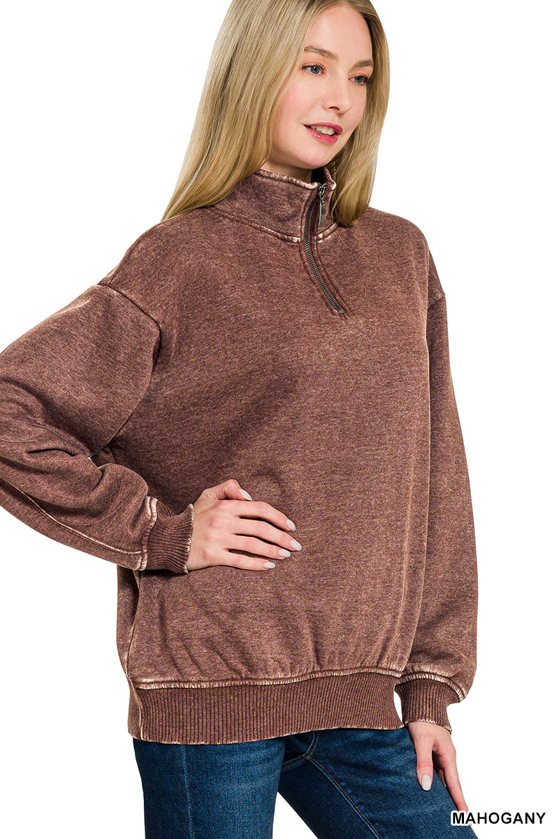 Brandi Boxy Pullover in Mahogany