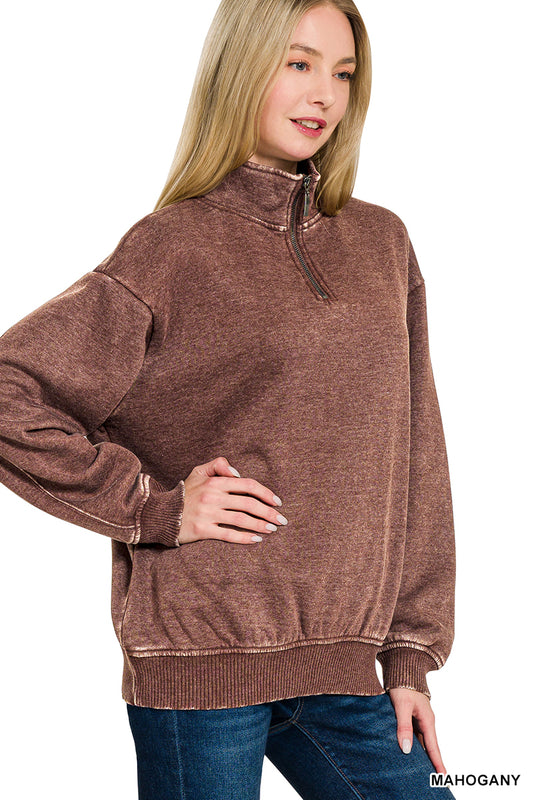 Brandi Boxy Pullover in Mahogany