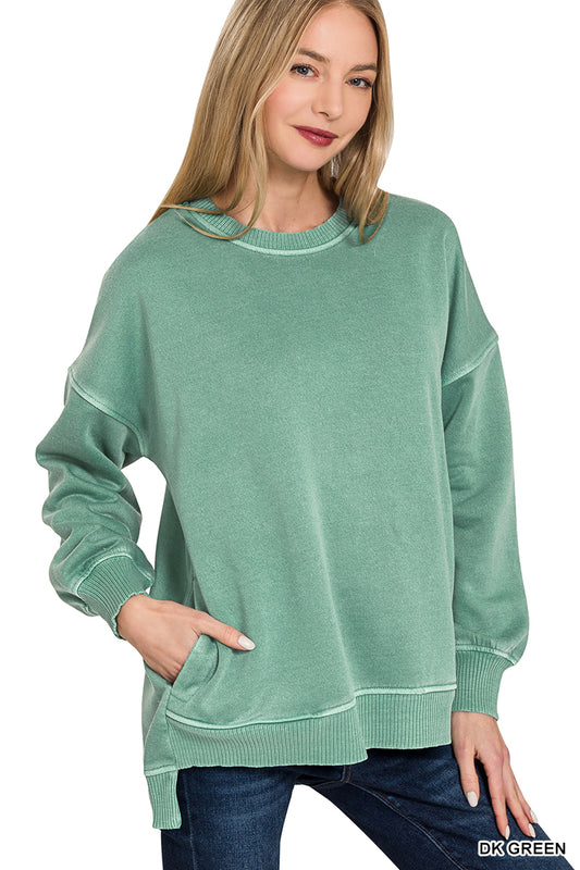 Phoebe Crew Sweatshirt in Dark Green