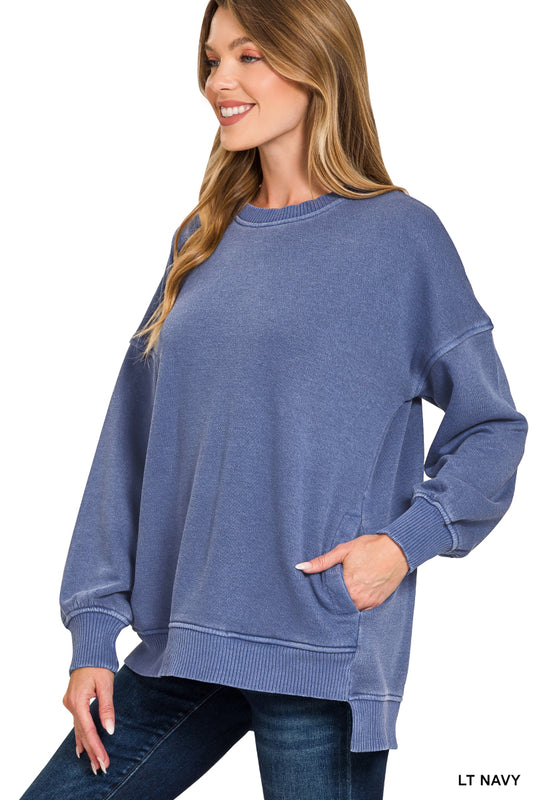 Phoebe Crew Sweatshirt in Light Navy