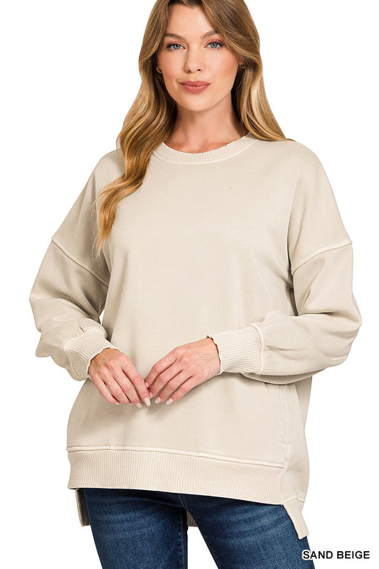 Phoebe Crew Sweatshirt in Sand Beige