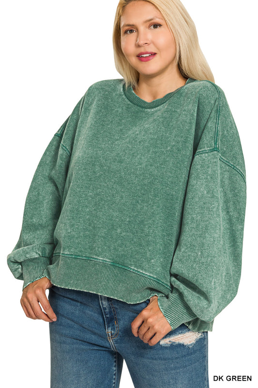 Curvy Ali Over sized Pullover in Dark Green