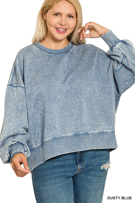 Curvy Ali Over sized Pullover in Dusty Blue