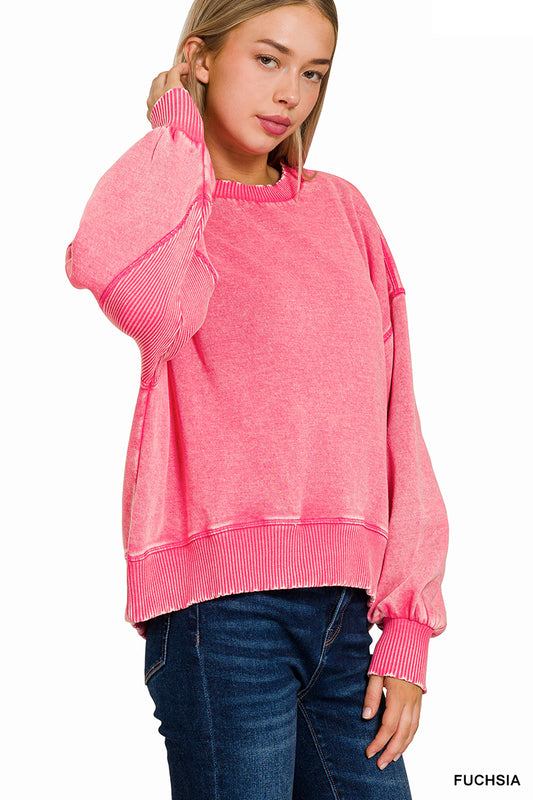 Ali Oversized Pullover in Fuchsia