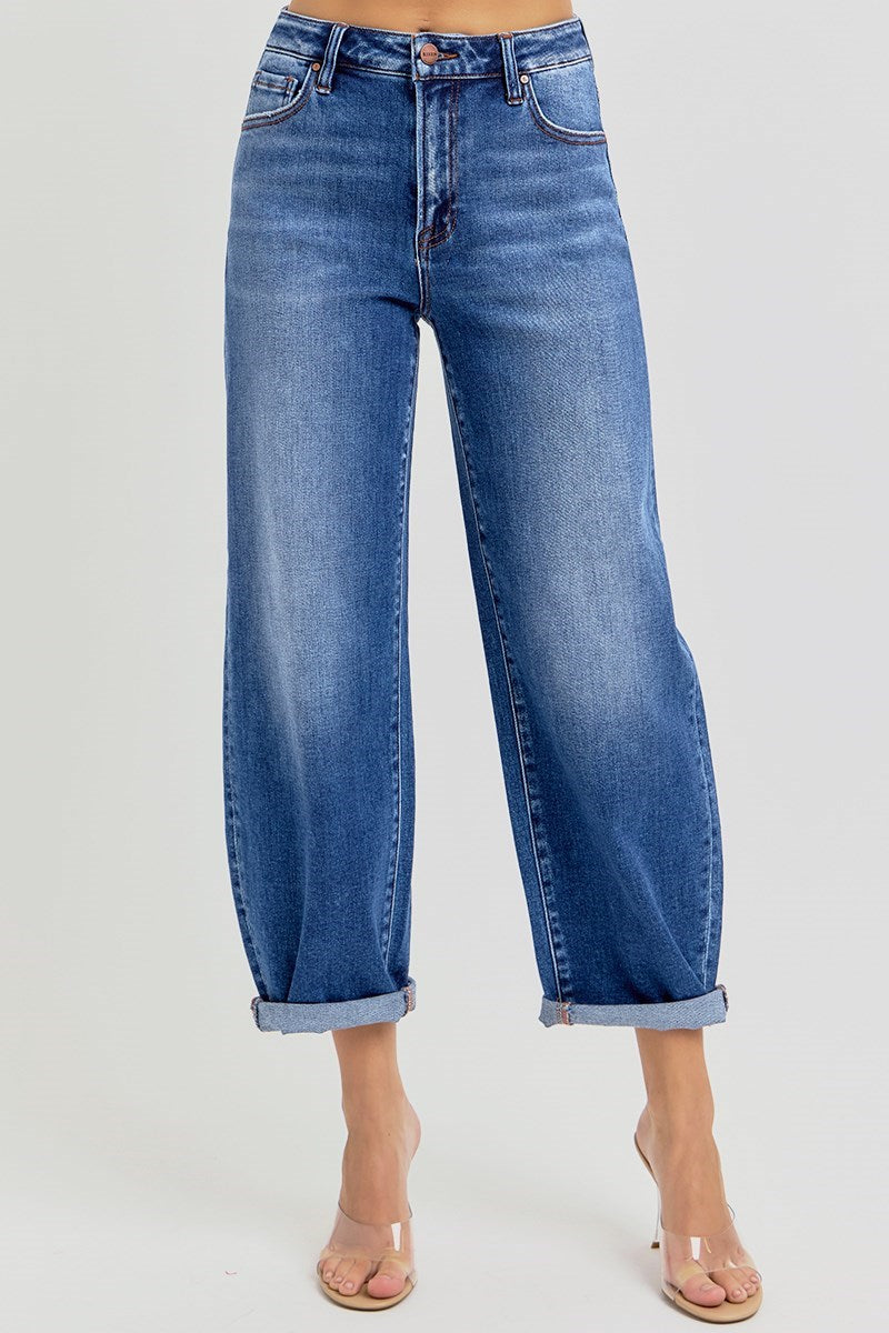 Rachel High Rise Crop Barrel Jeans