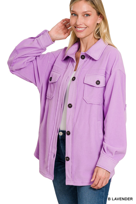 Suzie Fleece Shacket in Lavender