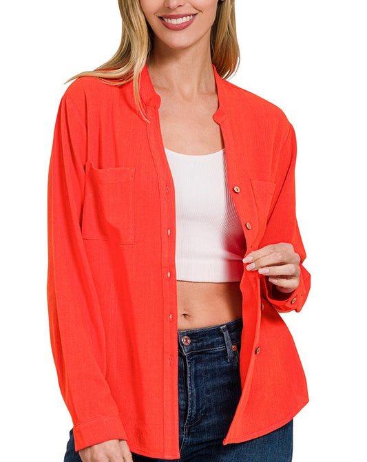 Hanlee Gauze Top In Tomato