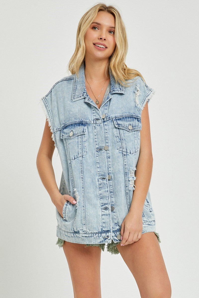 Acid Wash Sleeveless Vest