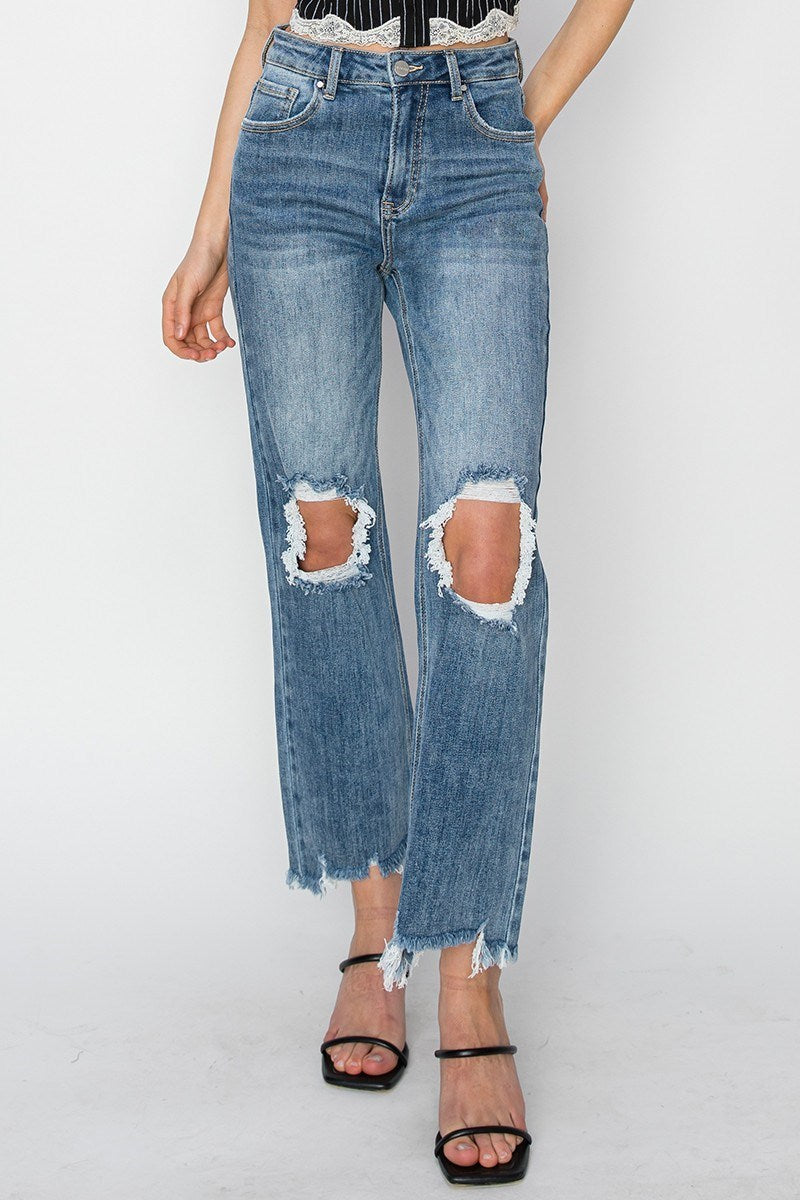 Raven high rise Cropped Medium Wash