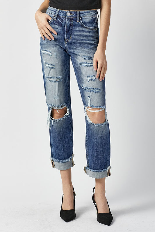 Rachel Mom Jean Stretch Distressed