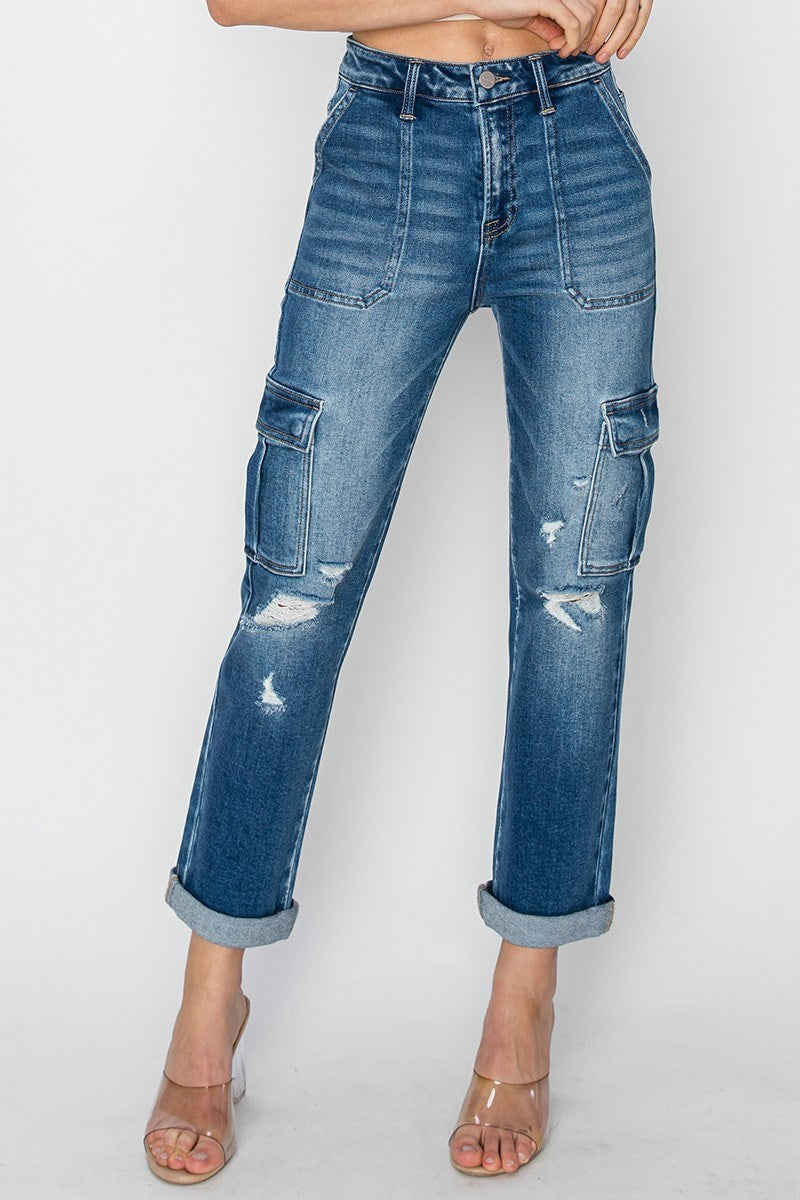 Regina Cargo Distressed Denim