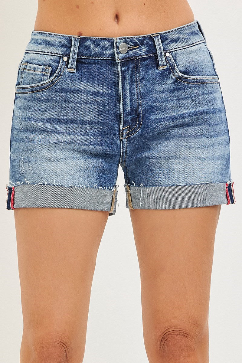 Risen High Rise Distressed Medium Wash