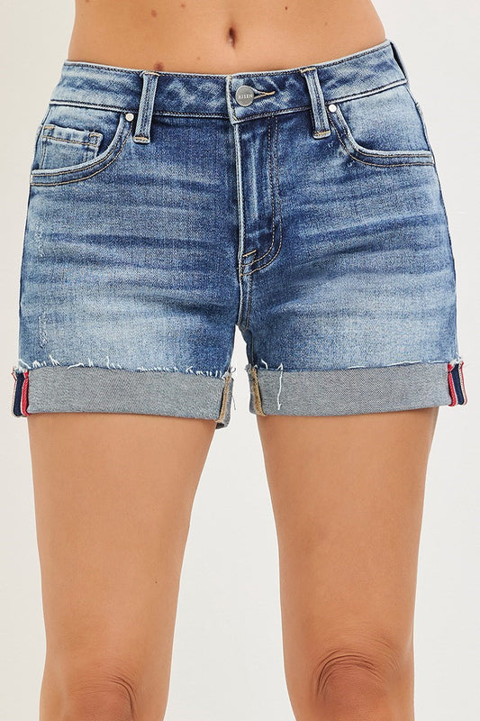 Risen High Rise Distressed Medium Wash