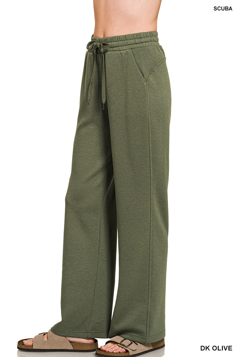 Scuba drawstring pants in Dark Olive